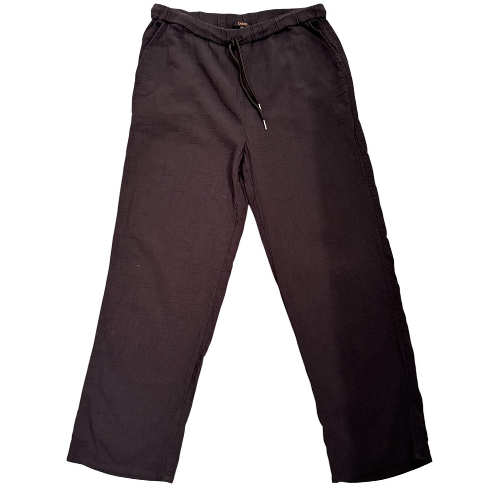 Quince Black 100% Organic Cotton Gauze Wide Leg Drawstring Pants RK001 Size M